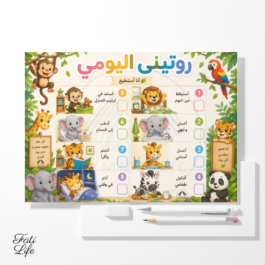 لوحة متابعة روتين الطفل ثيم غابة